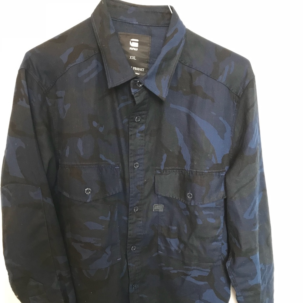 G-Star Raw XXL blue camouflage long sleeve shirt